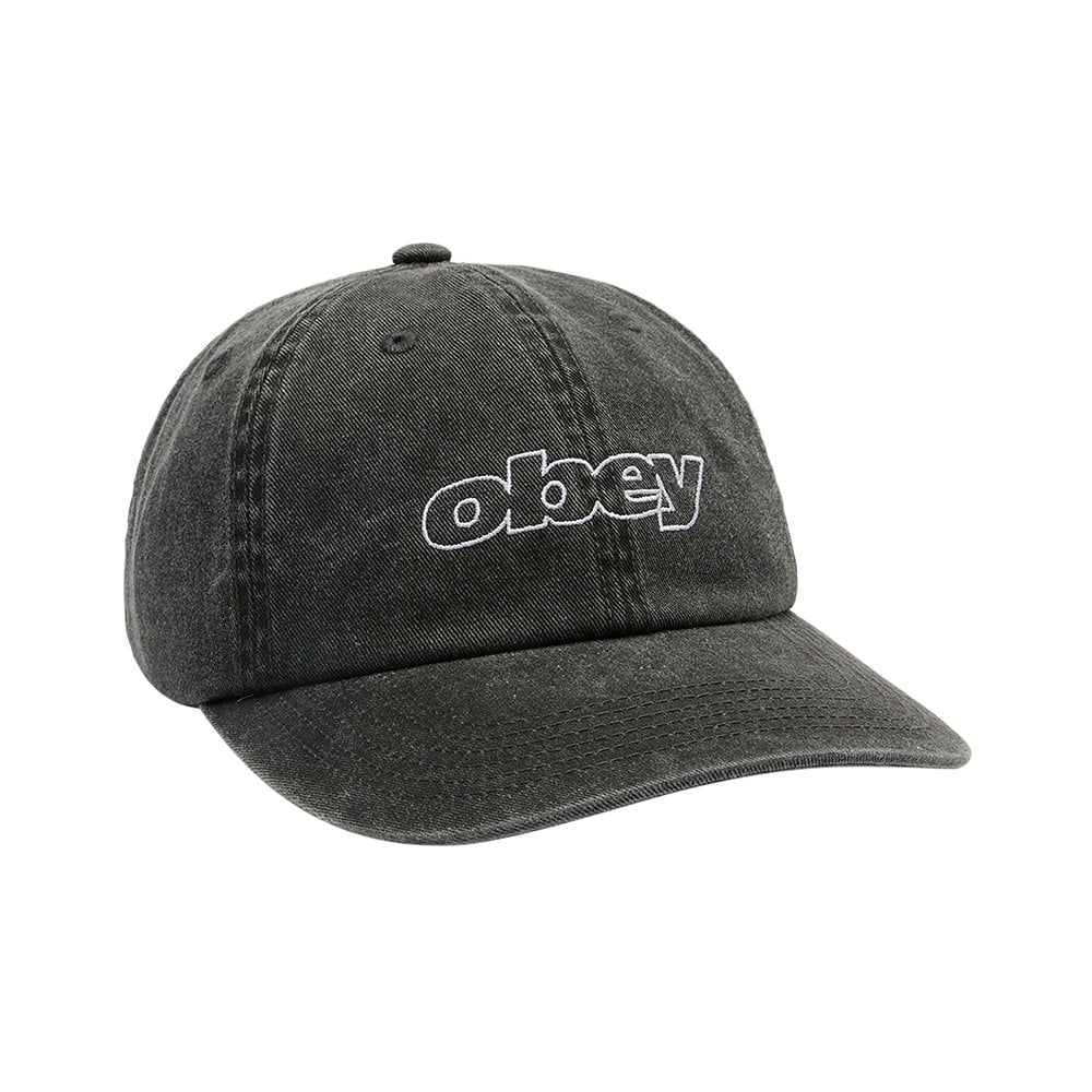 Slanted Pigment 6 Panel Strapback cap - Black