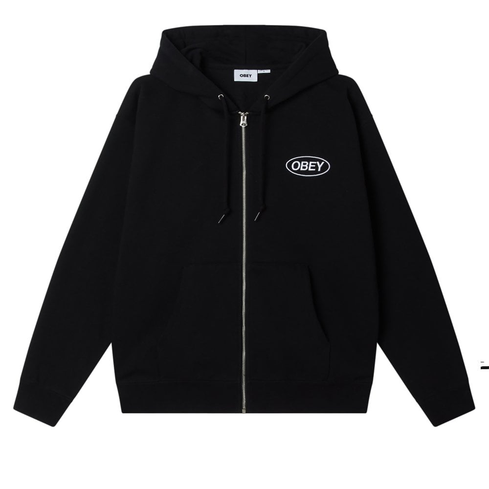 Oval Zip Hoodie - Black