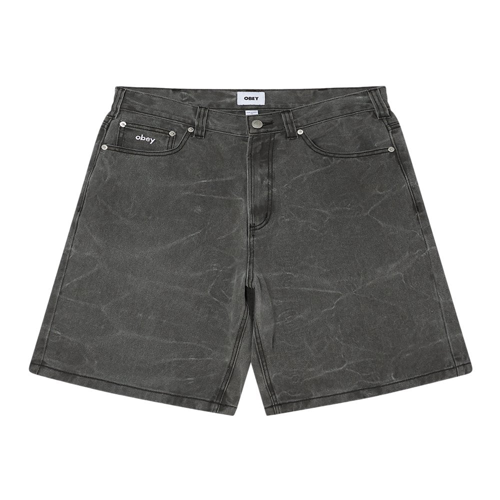 Bigwig Baggy Denim Shorts - Blk Wrinkle
