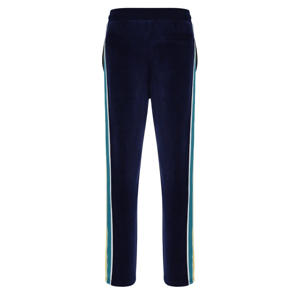 Monte Velour Stripe Track Pants - Maritime Blu