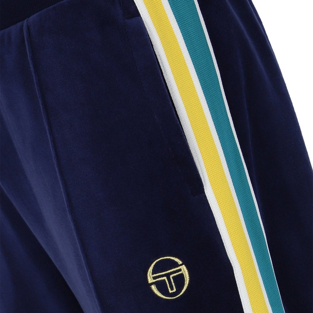 Monte Velour Stripe Track Pants - Maritime Blu