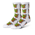 Green Budderfly Crew Socks - White
