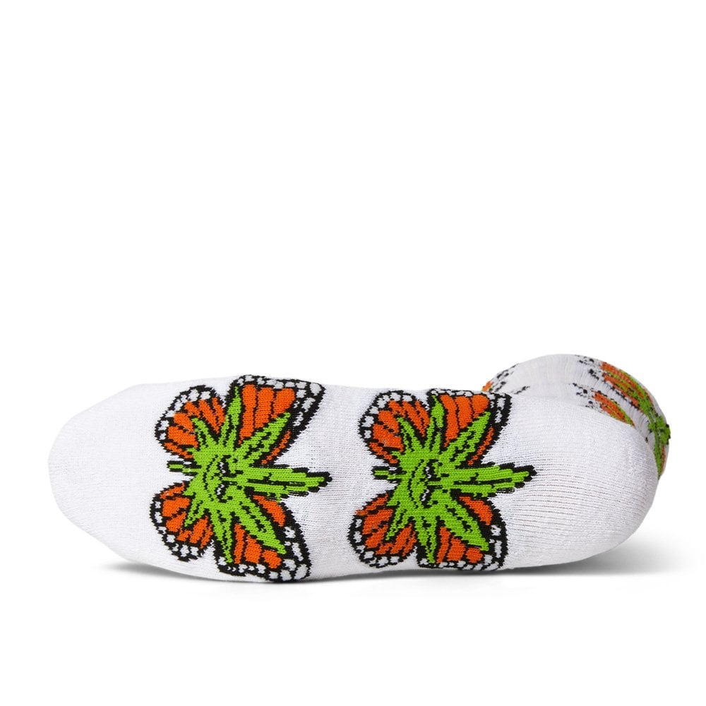 Green Budderfly Crew Socks - White
