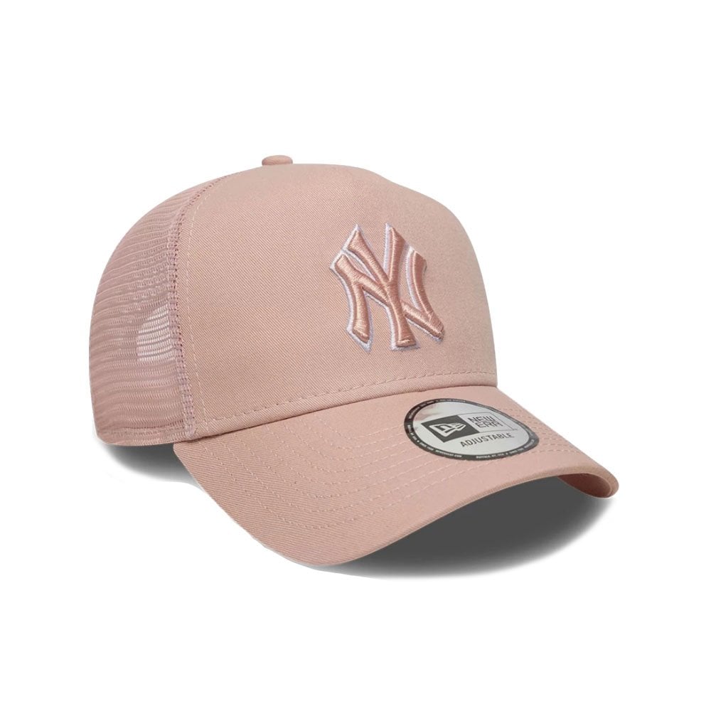 New York Yankees MLB Outline 9FORTY E-Frame Trucker Cap - Ny Pale Pink