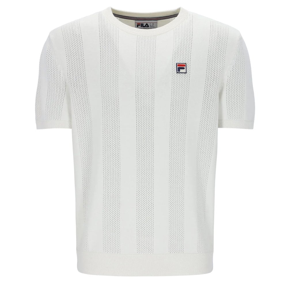 Corrado Knitted Panel T-Shirt - Gardenia