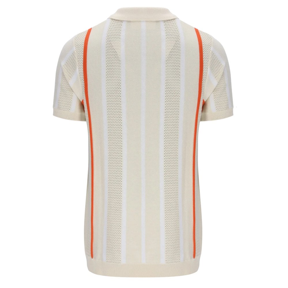 Giorgio Crochet Patchwork Knitted Polo - Tapioca/Wht