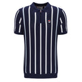 Giorgio Crochet Patchwork Knitted Polo - Navy/Wht/Sky
