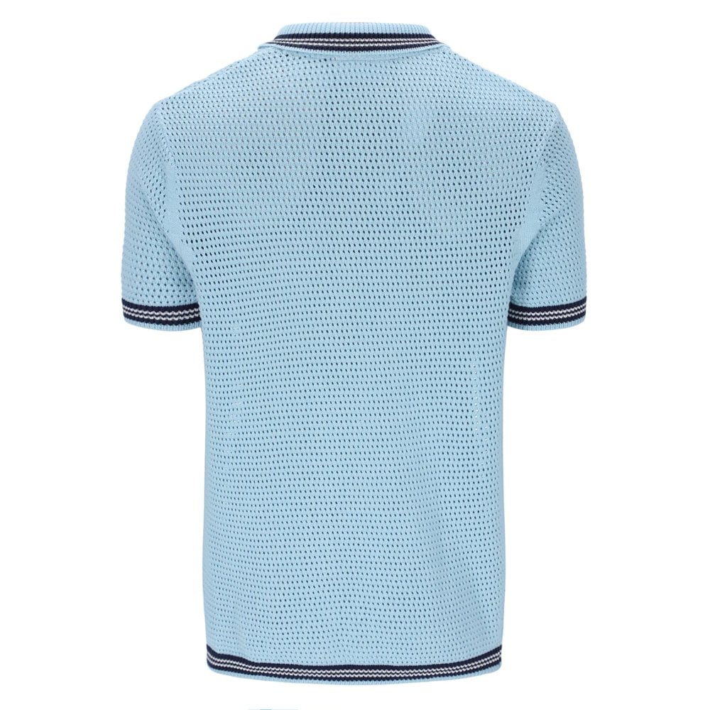 Domenico Crochet Knitted Shirt - Skyway/Navy