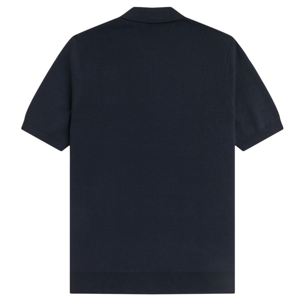 Panel Detail Knitted Polo Shirt - Navy