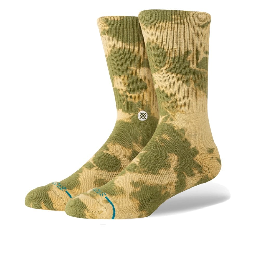 Spotty Dye Crew Sock - Olive