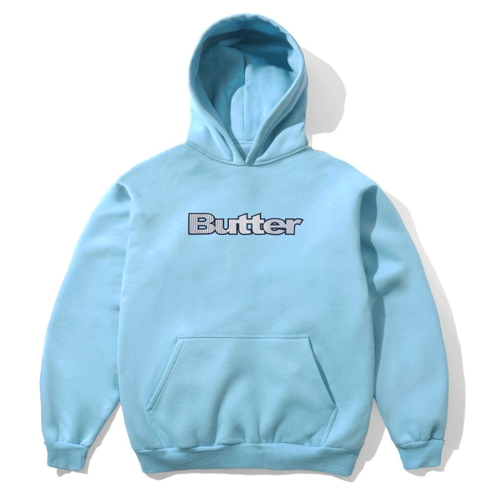 Stripe Logo Applique Hoodie - Sky