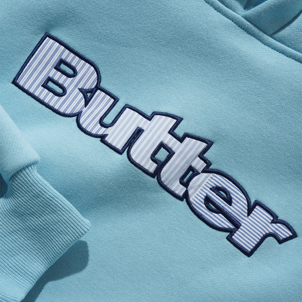 Stripe Logo Applique Hoodie - Sky