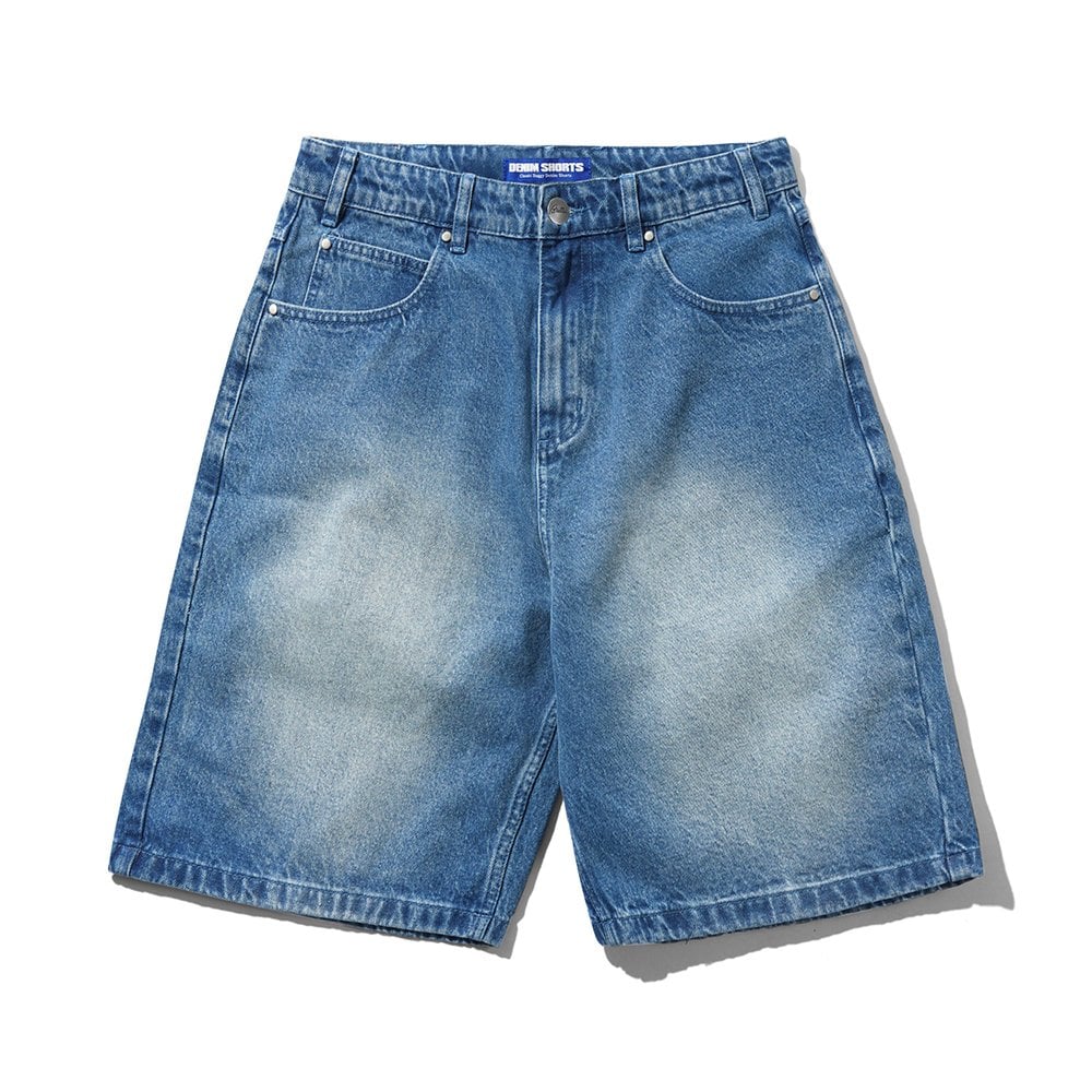 Drummer Baggy Denim Shorts - Stonewsh Blu
