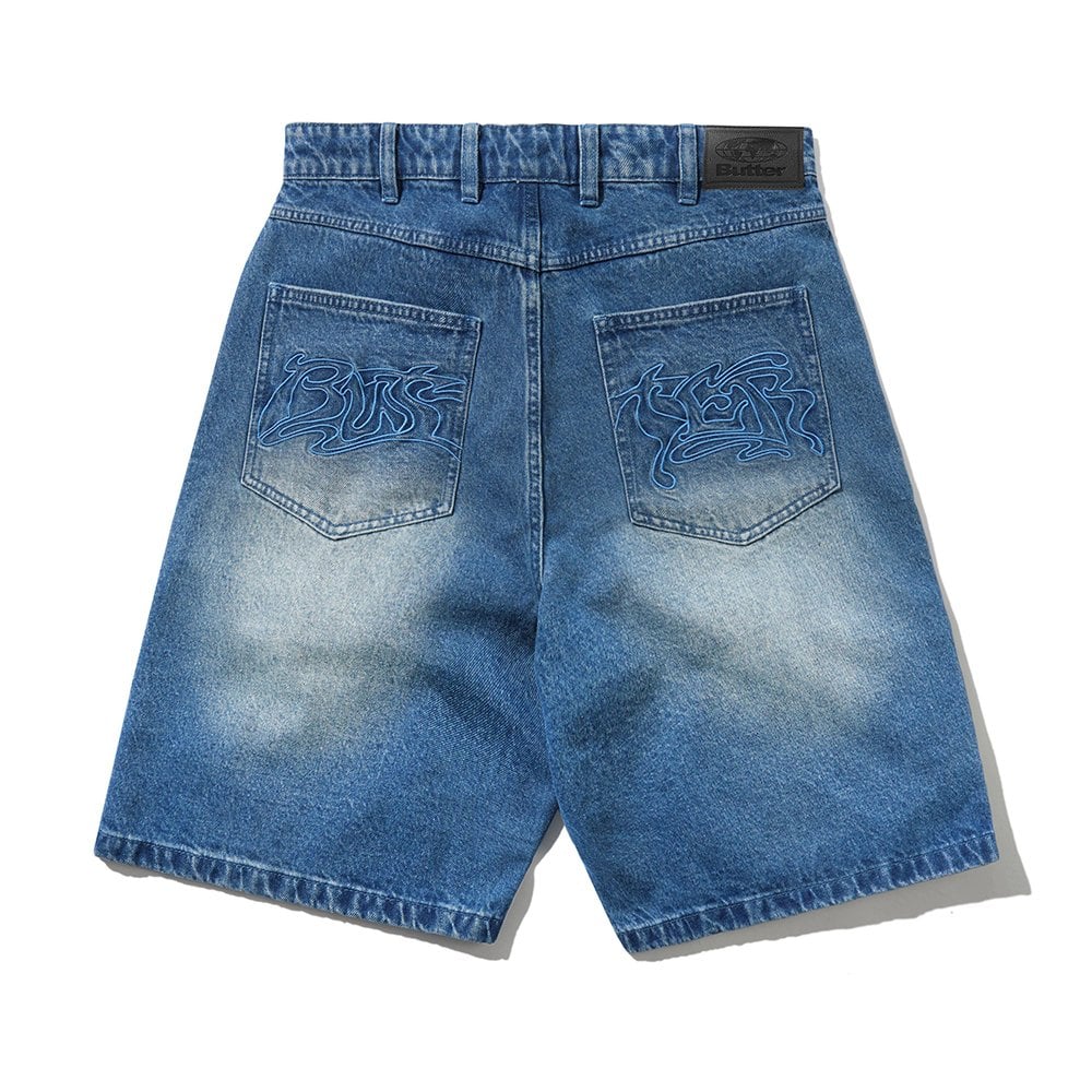 Drummer Baggy Denim Shorts - Stonewsh Blu