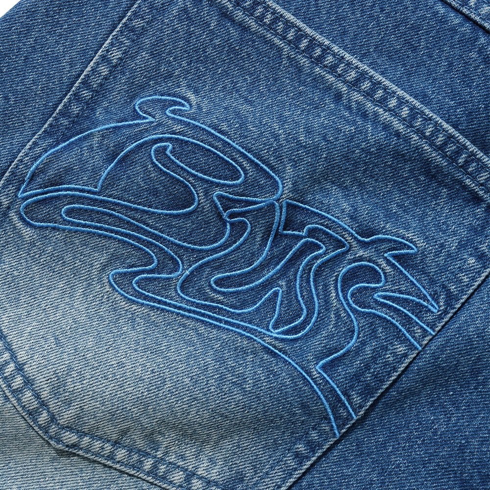 Drummer Baggy Denim Shorts - Stonewsh Blu