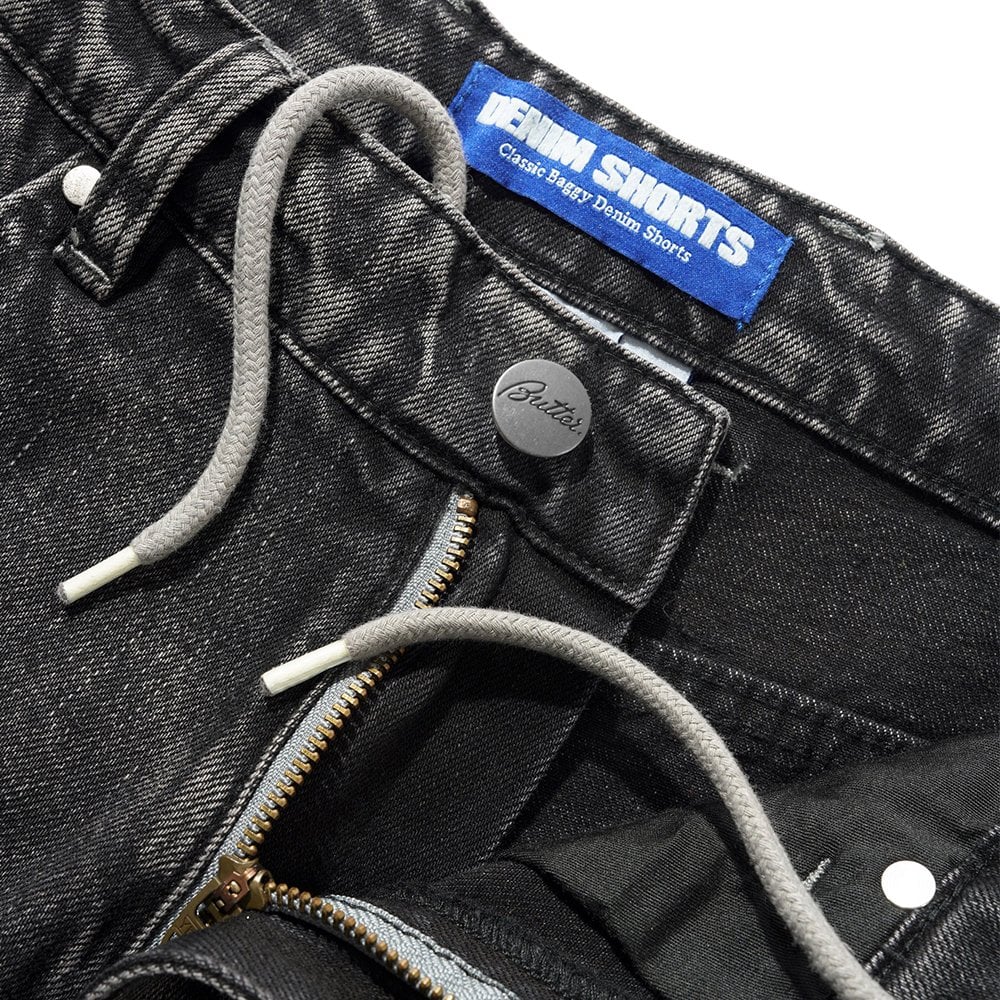 Drummer Baggy Denim Shorts - Streaky Blk