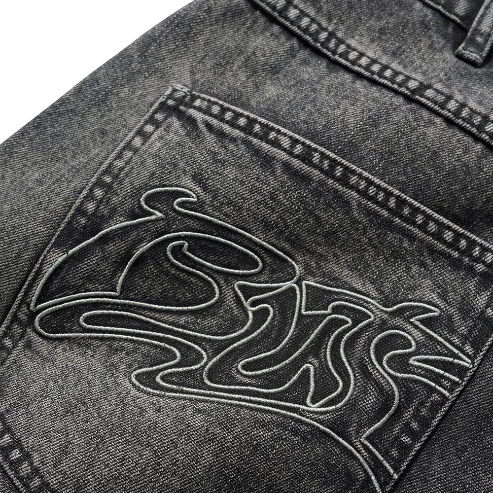 Drummer Baggy Denim Shorts - Streaky Blk
