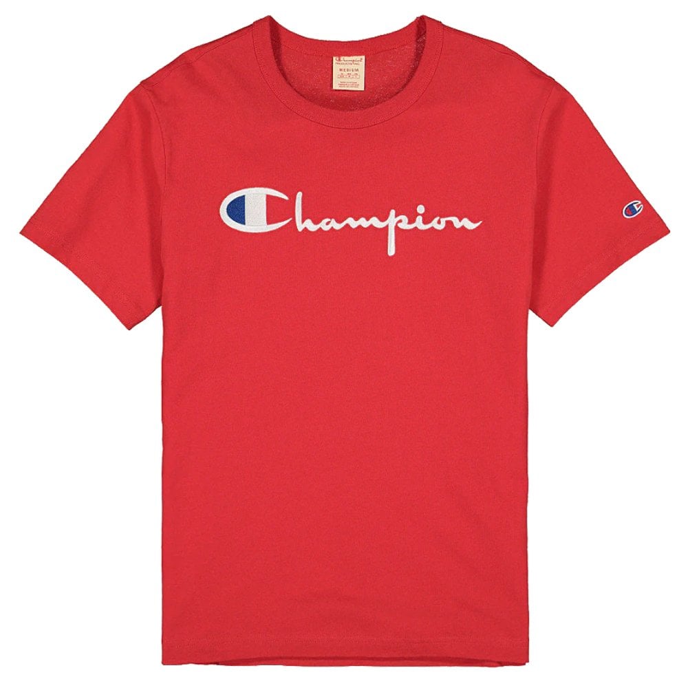 Script Embroidered T-Shirt - Red