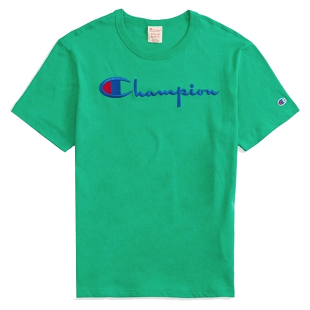 Script Embroidered T-Shirt - Green