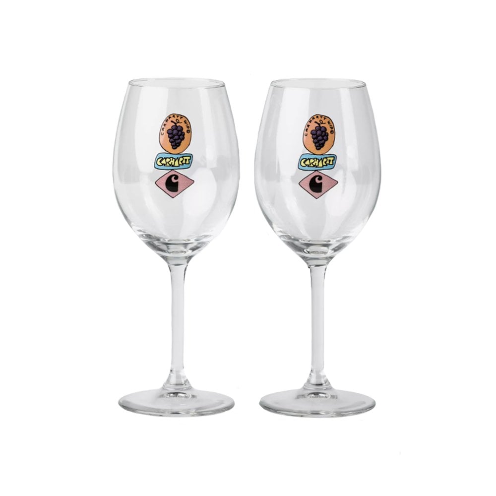 Stacked Grapes Wine Glass Set  - Clear