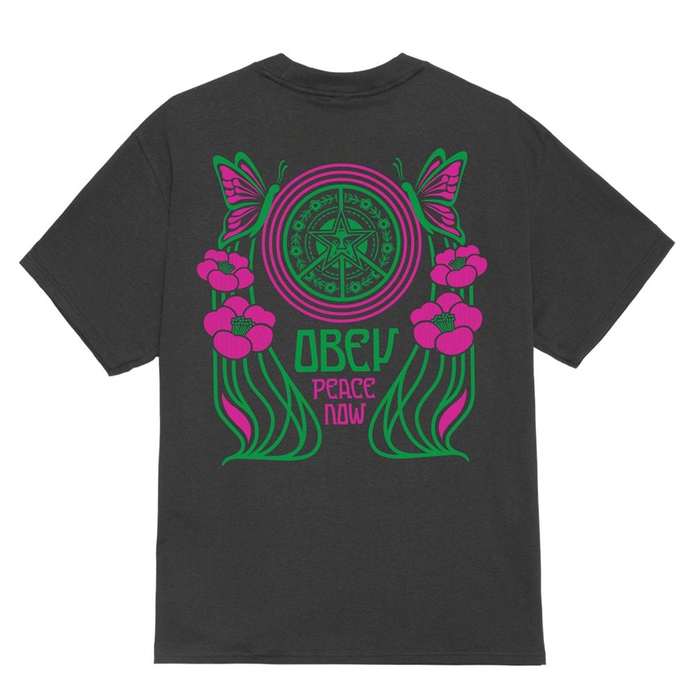 Peace Now Butterflies T-Shirt - Vintage Blk