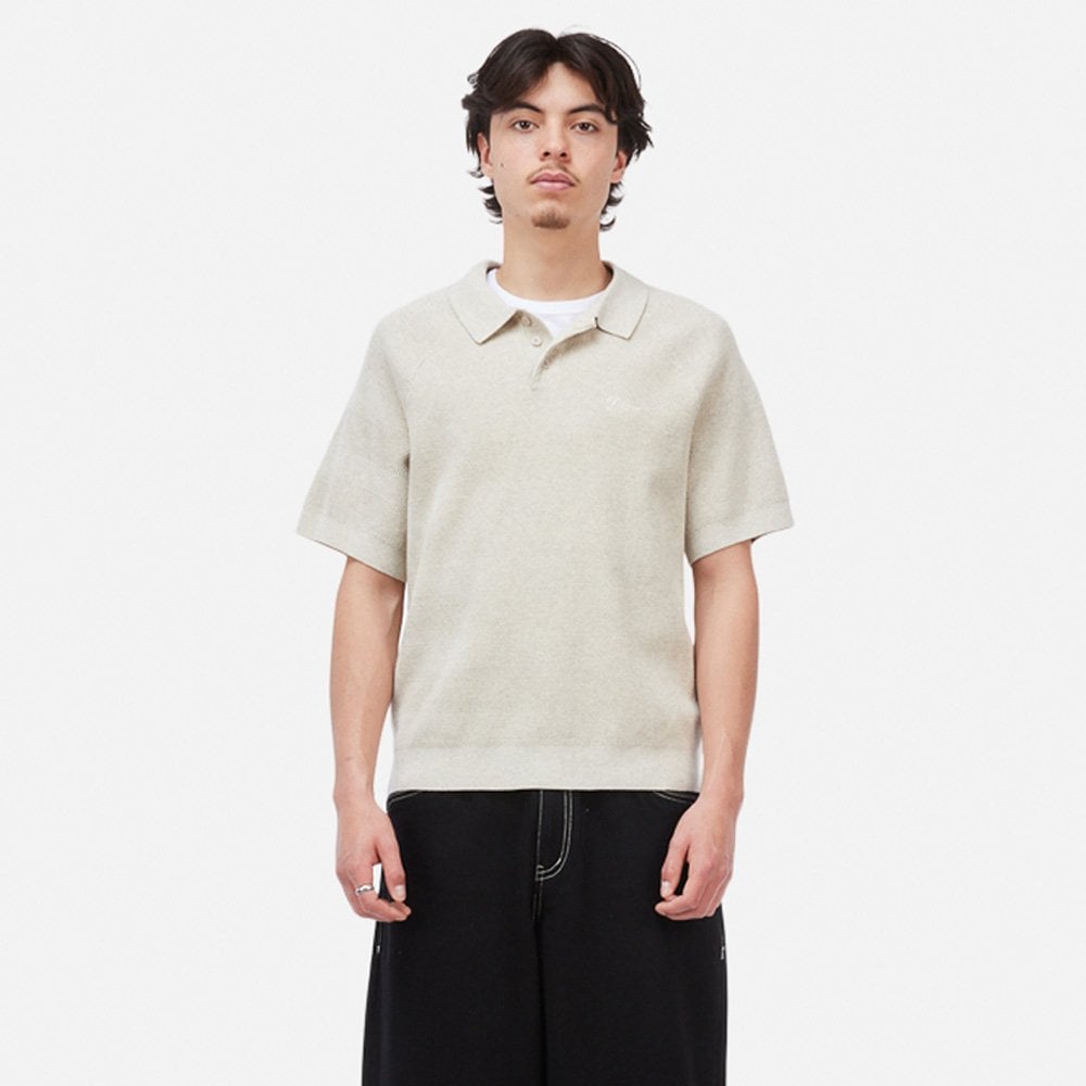 Cable Knit Polo - Oatmeal