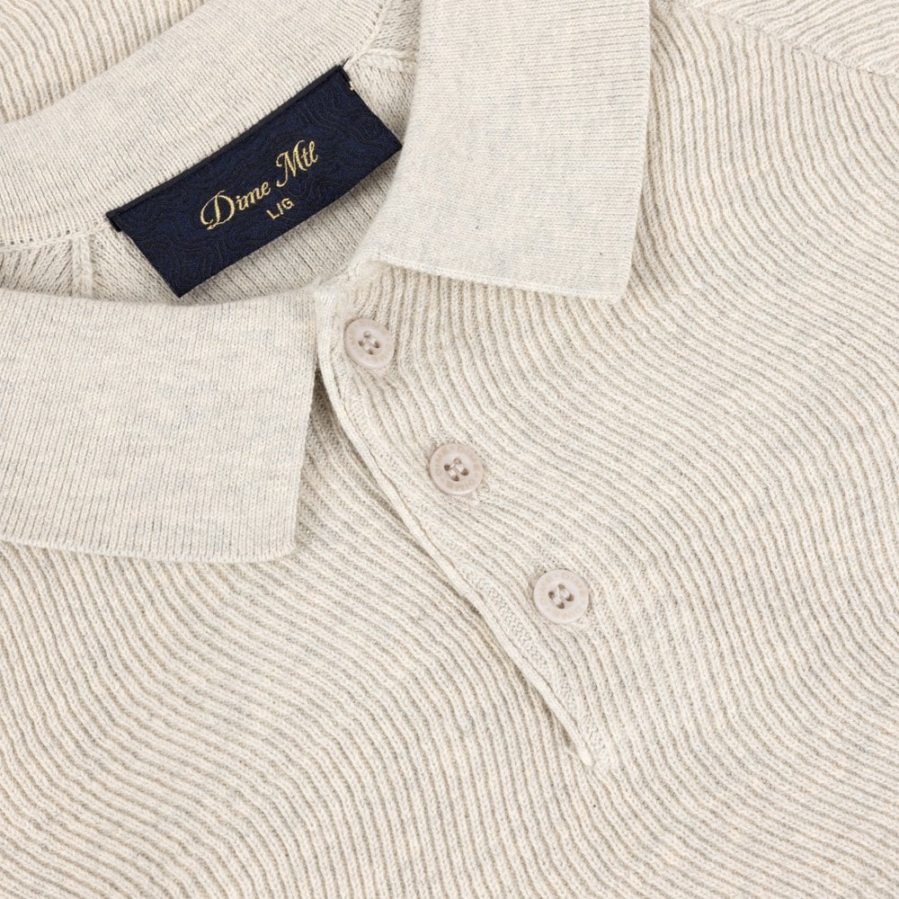 Cable Knit Polo - Oatmeal