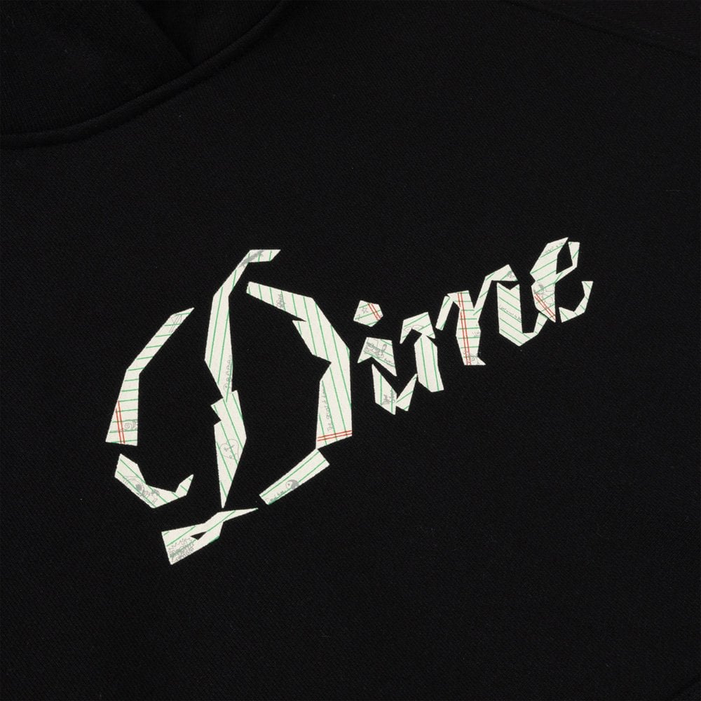 Cursive Paper Cut Hoodie - Black