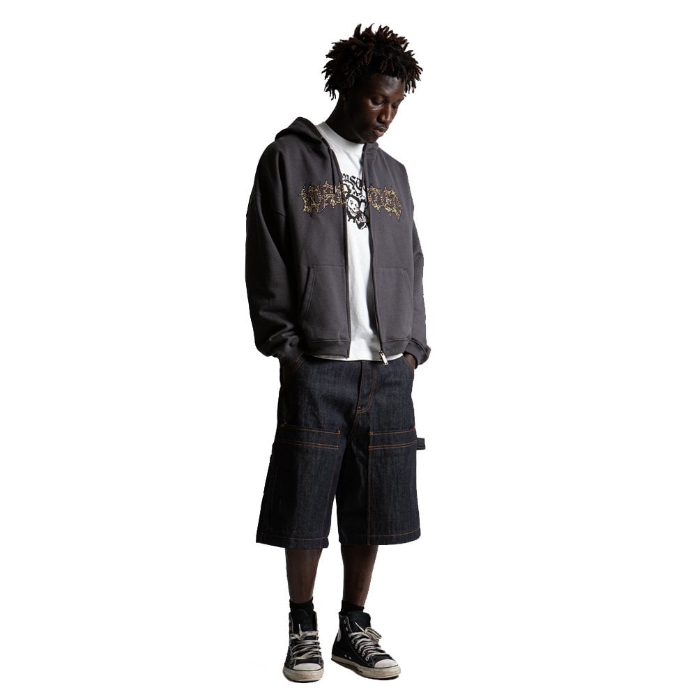 Cheetah Zip-Up Hoodie  - Old Black