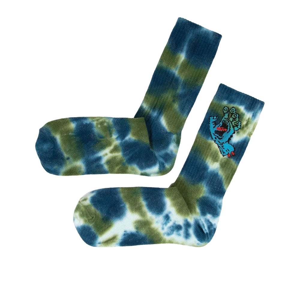 Screaming Hand Tie Dye Socks - Teal Tiedye