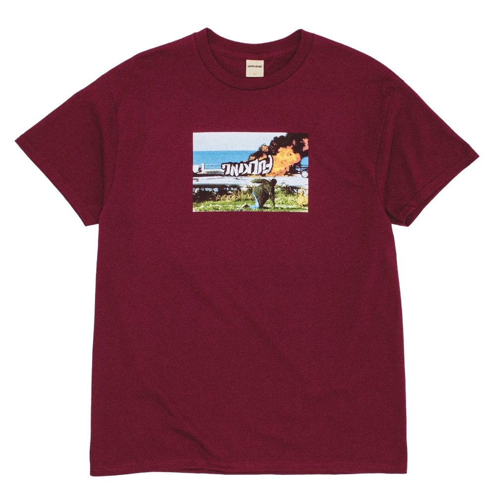 Car Burn T-Shirt - Maroon