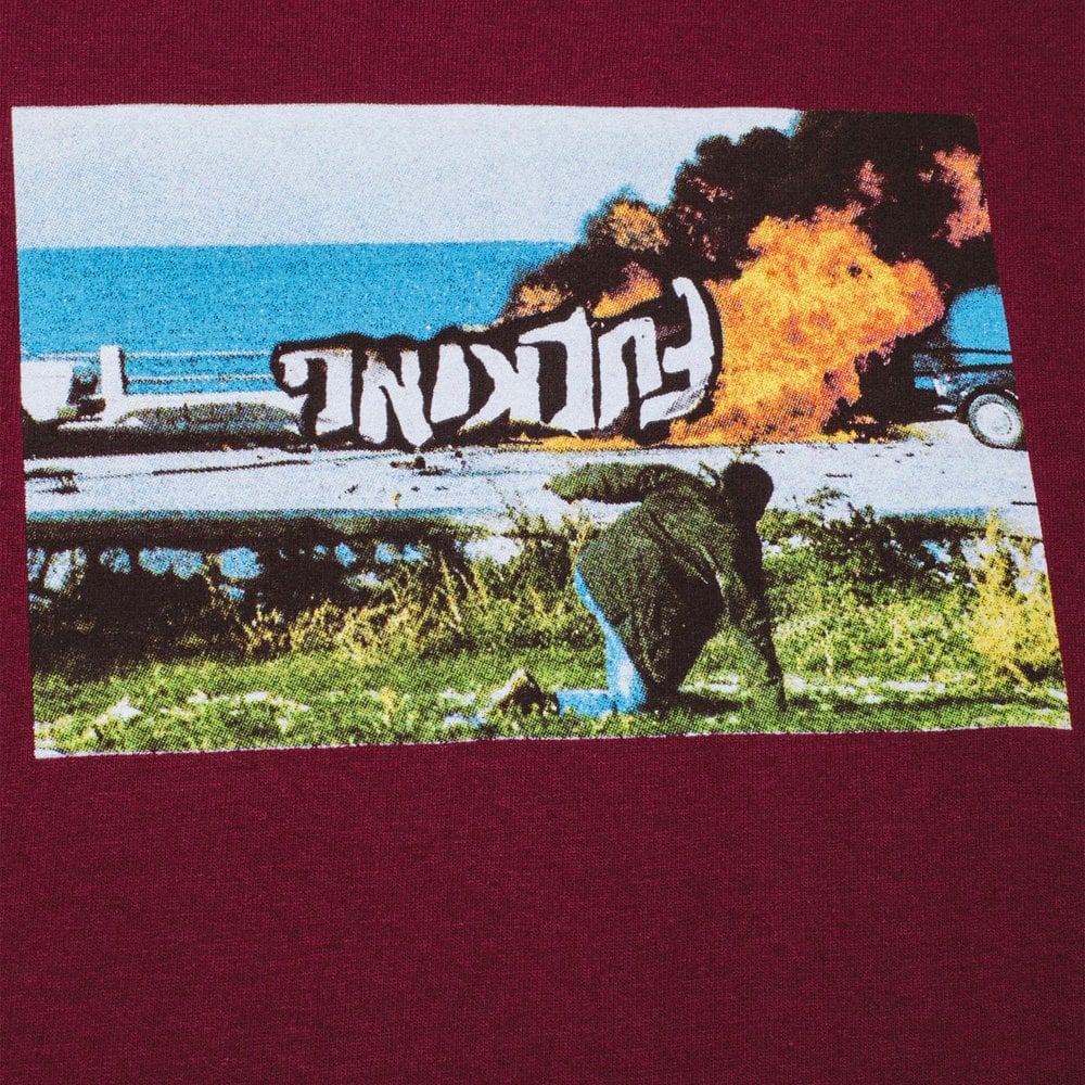 Car Burn T-Shirt - Maroon