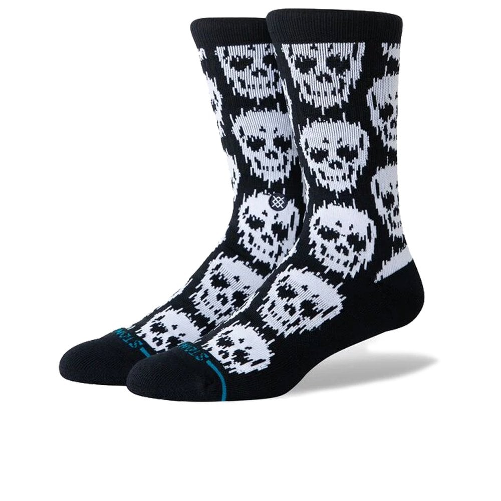 Static Skull Crew Sock  - Black