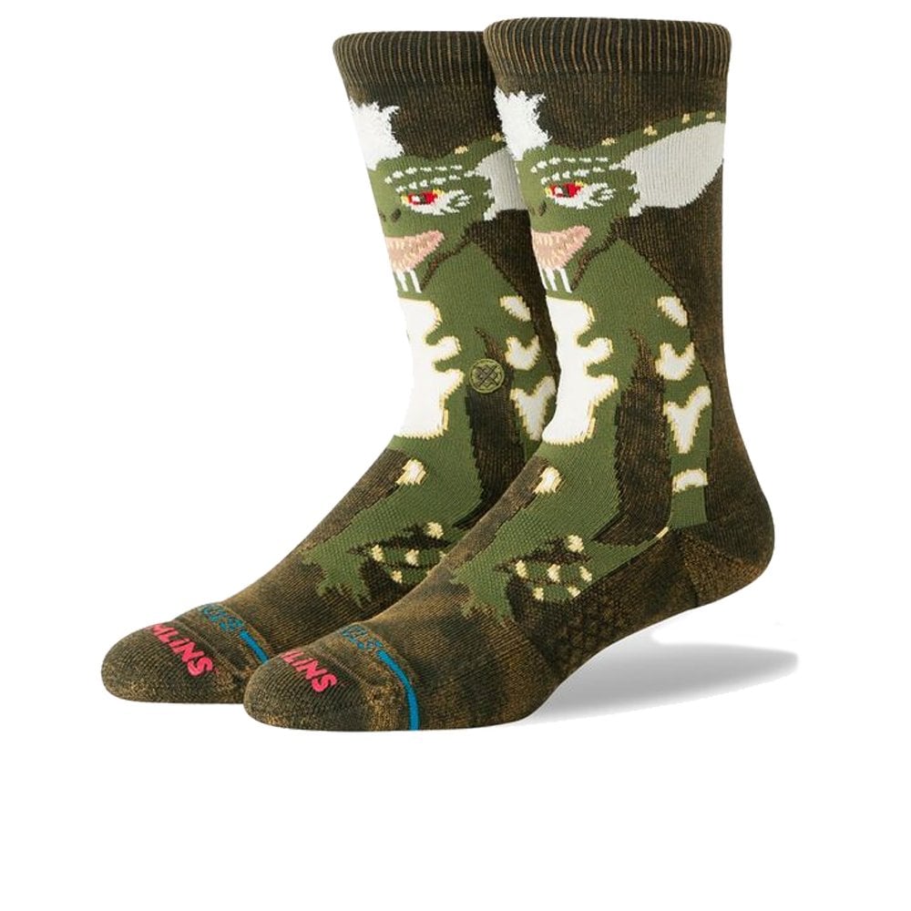 Stripe Gremlins Crew Sock - Dark Green