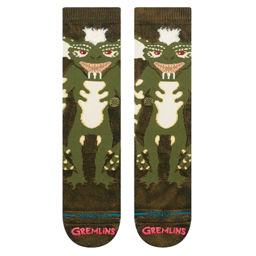 Stripe Gremlins Crew Sock - Dark Green